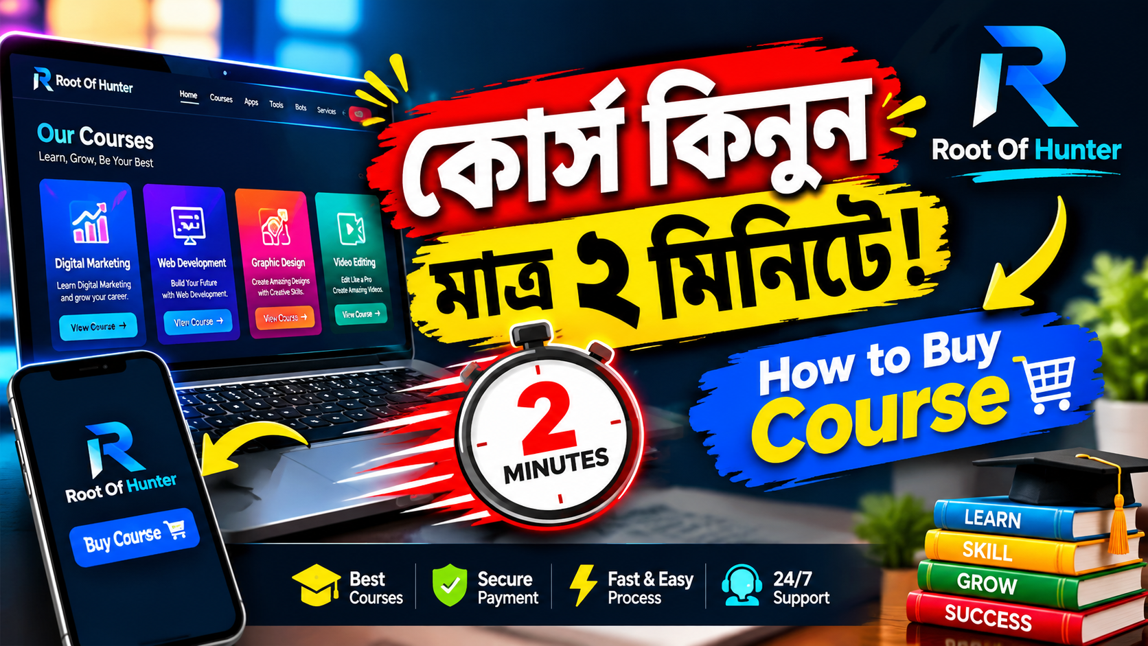 কোর্স কিনুন মাত্র ২ মিনিটে! | How to Buy Course — Root Of Hunter